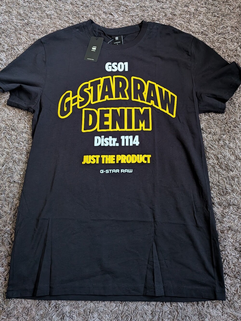 NWT G-Star Raw Denim Black Yellow Logo Organic Cotton Shirt Men's S